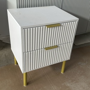 Đầu Giường Màu Trắng Bắc Âu với ngăn kéo vẫy hiện đại sang trọng Chân Vàng cạnh giường ngủ Bàn sofa bên cuối bảng với Trạm Sạc - Product Image 2