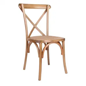 高品质复古X十字背椅可堆叠木制婚礼活动餐厅餐椅