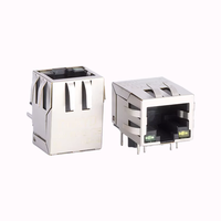 Connecteur réseau blindé Ethernet Cat6 haute vitesse, plaqué or 6u, LED verte jaune latérale pour communication de données RJ45