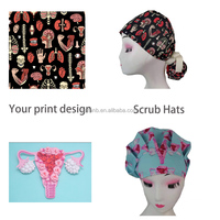 Bonnet chirurgical en coton imprimé avec bouton, pour cheveux longs, réglable, pour femmes, accessoires de soins de beauté, hôpital