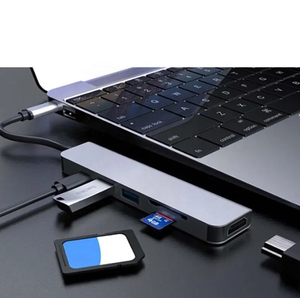 Venta al por mayor 6 puertos USB adaptador Laptop Docking Station Usb C Hub con lector de tarjetas 2X USB3.0 <span class=keywords><strong>HDMI</strong></span> 6 en 1 Usb-c Hub adaptador - Product Image 5