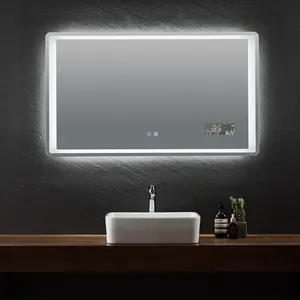 Тепла туман бесплатно Настенный Смарт душ для ванной комнаты LED зеркало со временем дисплей температуры и влажности