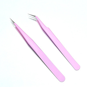 Baby Pink Stainless Steel Tweezers 1.5mm Straight And Curved Head Precision For Eyelash Extension Nail Art Journaling - Product Image 4