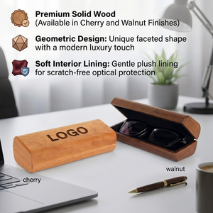 Artistic Style Portable Storage <b>Glasses</b> <b>Case</b> Fashion Retro High-end Sense Temperament Wood Grain Handmade AI <b>Glasses</b> Box - Product Image 2