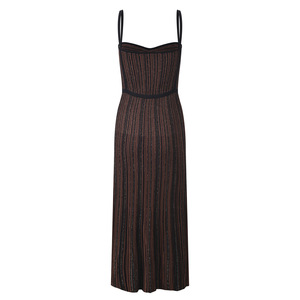 Nuovo Stile Abito Lungo in <span class=keywords><strong>Maglia</strong></span> con Contrasto di Colore, Elegante, Senza Maniche, Traspirante, Silhouette Dritta in Viscosa - Product Image 4