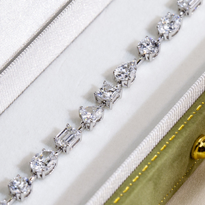 Pulsera de tenis de oro de 18 quilates con diamantes de laboratorio en forma de pera, corazón, óvalo y cojín, modelo MSB-571, joyería personalizada - Product Image 5