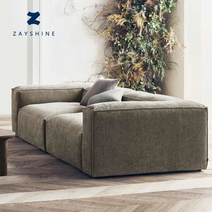 Ensemble de canapés modulaires Zayshine en velours côtelé de luxe minimaliste italien, 3 places, lavable, en forme de T, pour villa et appartement - Product Image 1