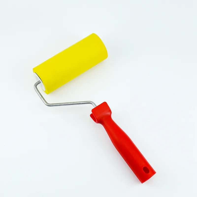 벽 수리 롤러 페인트 용 4 인치 칩 브러시 노란색 폼 롤러 빨간색 플라스틱 핸들 페인트 도구 페인트 롤러 브러시