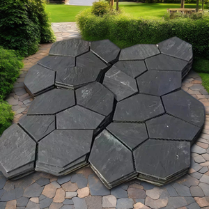 Tự nhiên slab đá gạch lục giác đường lái xe gỉ <span class=keywords><strong>Slate</strong></span> flagstone sàn ngoài trời cho cầu thang trên bán - Product Image 1