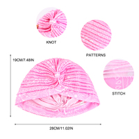 Topi Turban Lipit Motif Paisley dengan Ikat Depan, Bahan Lembut dan Elastis, Penutup Kepala Warna Solid, Bandana untuk Wanita, Penutup Rambut untuk Kemoterapi