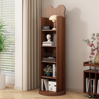 Miroir sur pied rotatif à 360 degrés en forme d'ours mignon avec étagère de rangement et bibliothèque multi-niveaux, miroir de dressing