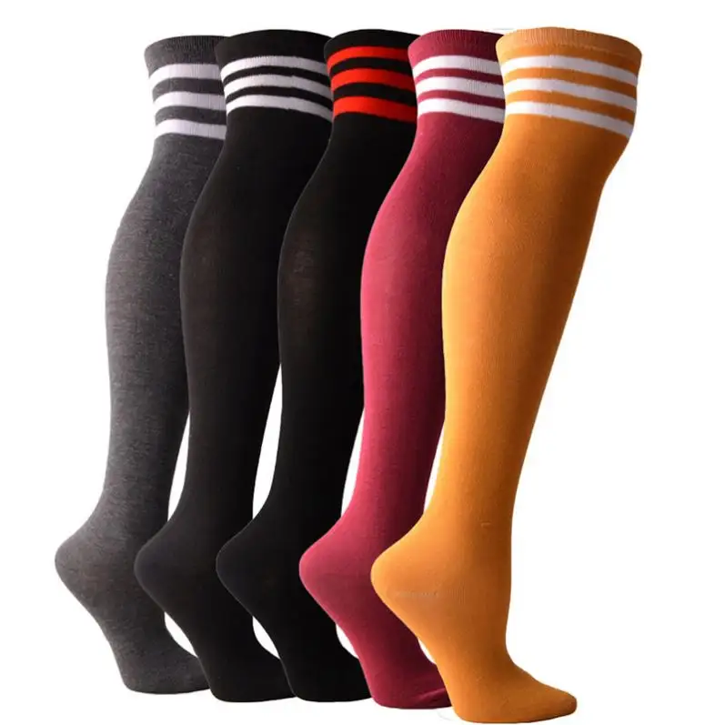 Sexy gestreifte lange Socken Frauen lange Strümpfe warme Oberschenkel hohe Socken für Damen Mädchen New Fashion gestreifte Knies trümpfe Frauen