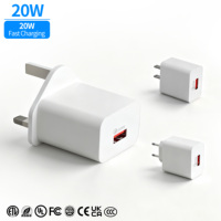 Adaptateur de charge rapide Super USB a 20W PD3.1 QC3.0 avec câble rétractable et prise EU/US/UK pour téléphone portable et ordinateur portable