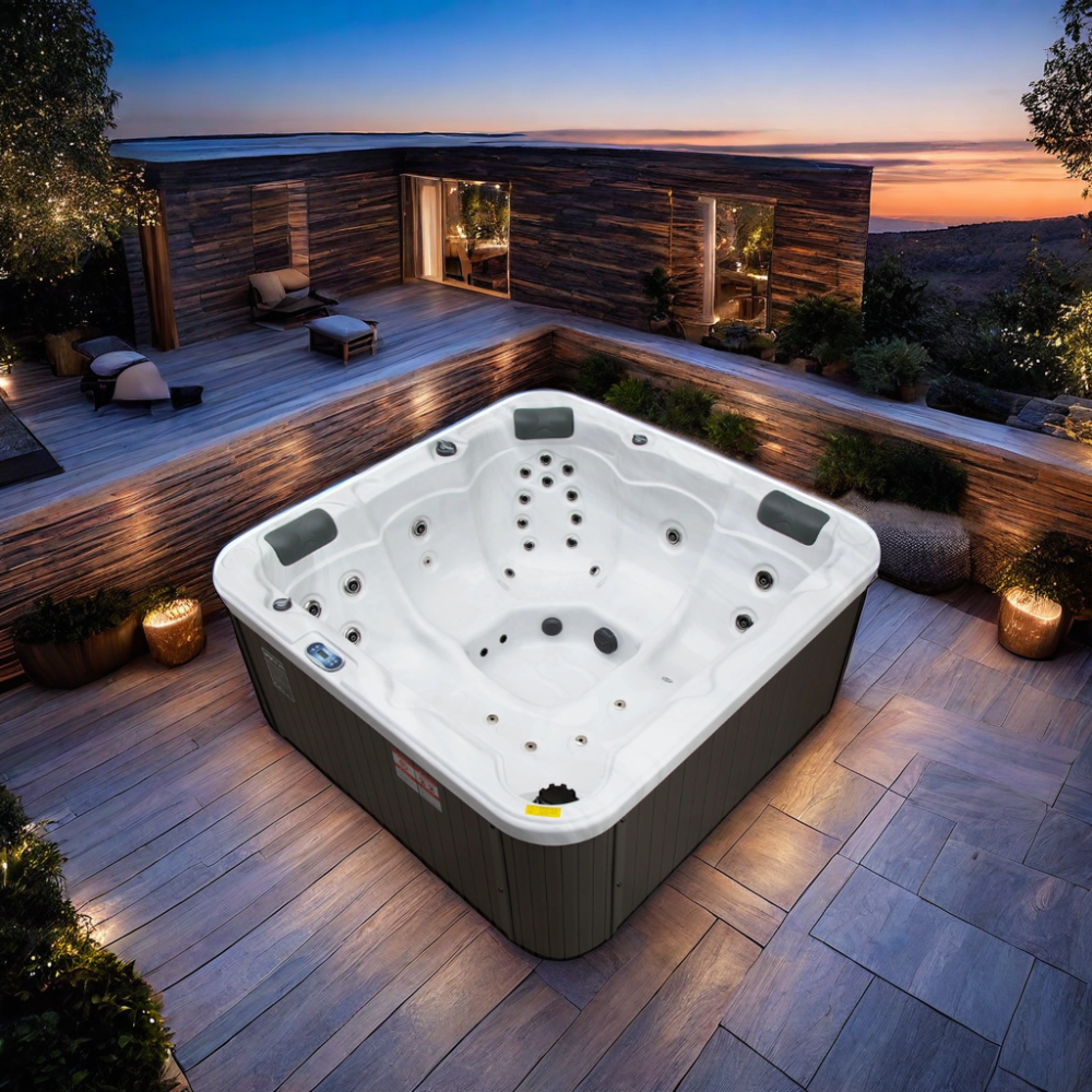 Outdoor 5~6 Person Acrylic Hot Tub Swimming Pool Spa with LED Lights & WiFi Control for Home Use