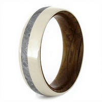 Gentdes Jewelry Bague de mariage météorite Bague en bois Unique Spray Lacquer Titanium Ring With Whiskey Barrel Wood Sleeve