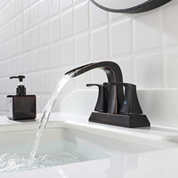 Robinet de salle de bain cascade en or brossé de 4 pouces à 2 poignées sans plomb pour salle de bain, camping-car, lavabo