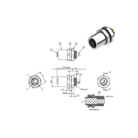 Venta al por mayor de fábrica CE RoHs conector impermeable chapado en oro montaje en Panel trasero M5 3 pines taza de soldadura IP67 enchufe conector macho