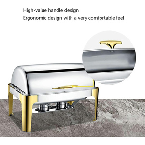 ชุดจานอุ่นอาหารสแตนเลสสตีลสีทองหรูหรา, ชุดอาหารจานร้อนทรงสี่เหลี่ยมผืนผ้ามองเห็นได้ - Product Image 4