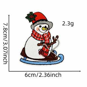 En stock – Nouvelle collection de patchs brodés en tissu, motifs de Noël (bonhomme de neige, renne) pour accessoires vestimentaires décoratifs - Product Image 2
