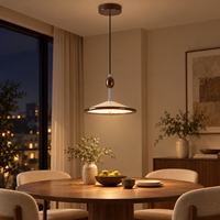 Lampe suspendue LED avec corps en aluminium et fer, lumière à trois couleurs changeantes, design disque plat pour salle à manger, hôtel