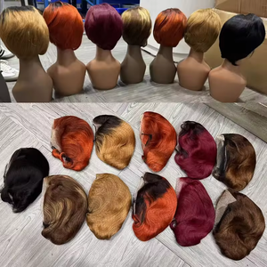 Promotion 9,9$ Perruques Courtes Pixie Lisses avec Lace Frontale 13x4 Vente en Gros Perruques Brésiliennes 100% <span class=keywords><strong>Cheveux</strong></span> Humains pour <span class=keywords><strong>Femme</strong></span> Noire 130g - Product Image 2