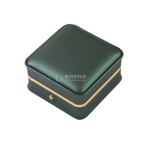 Green Pu Jewelry <b>Box</b> With Gold Border Custom Logo For Wholesale Jewelry In Stock Packaging And <b>Gifts</b> - Product Image 6