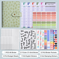 Carnet de budget A6 à feuilles mobiles en similicuir PU avec impression intégrale, pochette zippée, 12 emplacements pour cartes, 6 couleurs, logo personnalisé, prêt à l'exportation