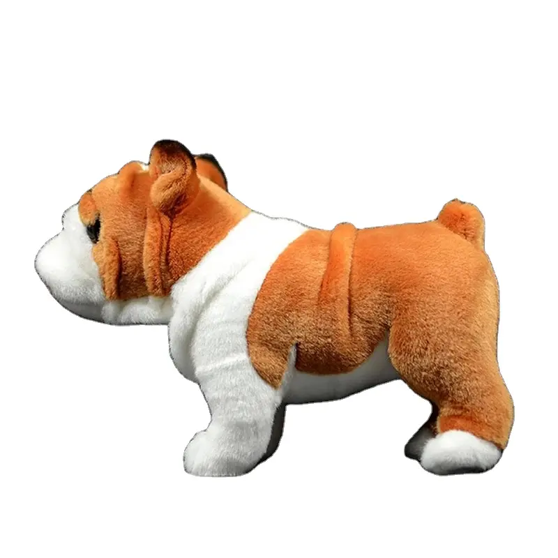 Custom Real Leven Britse Bulldog Hond Pluche Speelgoed Realistische Staande Gele Puppy Knuffeldier