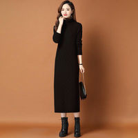 Robe pull en tricot à manches longues pour femme, nouvelle robe en tricot épaisse et chaude à col roulé, robe élégante pour femmes