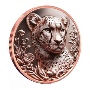 Auf Lager 1 Unze Kupfermünze High Relief 3D Wildlife <span class=keywords><strong>Cheetah</strong></span> Keine Form Ladung Low MOQ Großhandel 40mm Metall <span class=keywords><strong>Logo</strong></span> für Geschenk - Product Image 2