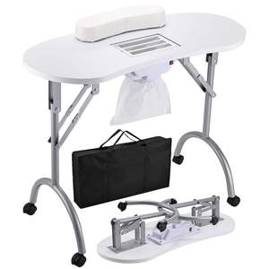 Table de manucure pliable et portable K Modern Eco-Friendly pour usage professionnel en salon avec lampe et collecteur de poussière - Product Image 1