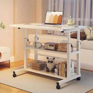 Escritorio Moderno Minimalista de Altura Ajustable con Estantes de Almacenamiento, Mesa Auxiliar para Oficina en Casa, Dormitorio y Espacios Pequeños - Product Image 6