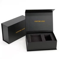 Boîte cadeau de soins de la peau de luxe noire personnalisée avec couvercle insertion de mousse emballage cosmétique magnétique pour faux cils chaussettes 2mm d'épaisseur