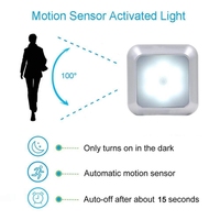 Lampu Malam Kabinet Dinding Tanpa Kabel Modern Bertenaga Baterai 6-LED Sensor Gerak Nirkabel Cahaya Putih Hangat untuk Lemari, Samping Tempat Tidur, Tangga