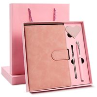Ensemble de carnets et marque-pages en cuir PU rose personnalisés avec logo promotionnel pour le bureau et les affaires