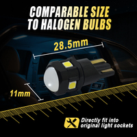 Bombillas LED T10 W5W Canbus sin error, 10-30V, 6500K, blancas, para luces laterales de coche, luces interiores de techo, puertas, maletero y matrícula