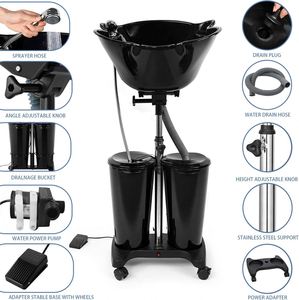 Bac à shampoing professionnel en plastique avec 2 seaux et robinet de douche pour salon de coiffure, salle de bain et usage domestique - Product Image 2