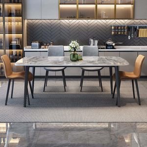 Ensemble de table à manger moderne en marbre durable, <span class=keywords><strong>6</strong></span> places, carrée, écologique, pour appartement et villas familiales occidentales - Product Image 5
