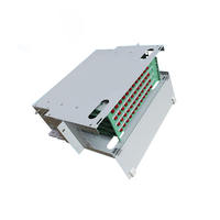 Panel Patch Fiber Optik 48 Port Full Loaded Tray dengan Adaptor SC/UPC dan Pigtails SM/OM3 Kompatibel GPRS 1U