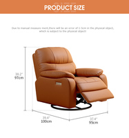Sillón Reclinable Eléctrico Moderno al por Mayor con Tapicería de Cuero PU, Sofá Reclinable Ajustable para Sala de Estar