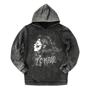 Fabrikanten Custom Cropped Hoodies Mannen Oversized Zwaargewicht Hoodie Franse Terry Vintage Zuur Wassen Grafische Hoodie