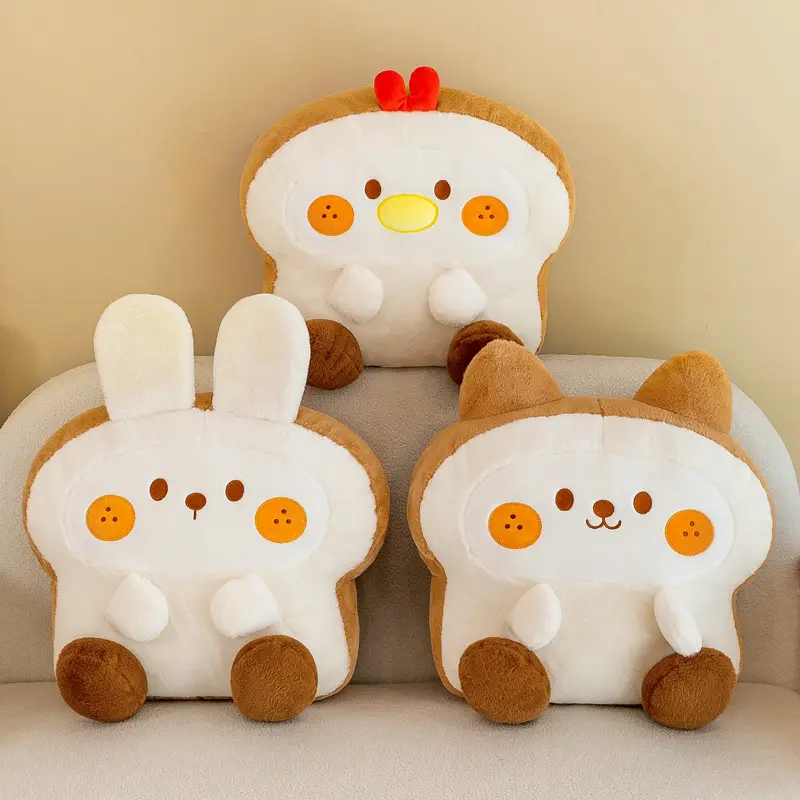 Bánh mì nướng đồ chơi sang trọng hình với Bunny gấu Kawaii nhồi thực phẩm bánh mì plushies ném gối đệm