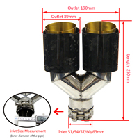 Double embout pour tube silencieux d'échappement, 1 pièce, en fibre de carbone, or, universel, pour voiture, modification décorative, gorge