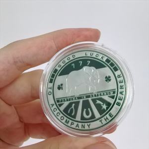 Четырехлистный клевер слон памятная счастливая монета рельефная лакированная металлическая Золотая и серебряная монеты - Product Image 4