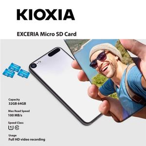 100% Original <span class=keywords><strong>Kioxia</strong></span> 64GB mémoire TF carte <span class=keywords><strong>Exceria</strong></span> U1 100 MB/s UHS-I pour carte enregistreur de conduite - Product Image 2