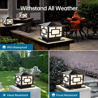 Colonne lumineuse solaire LED du crépuscule à l'aube, étanche, pour jardin, terrasse, clôture, pilier solaire d'extérieur à LED