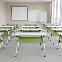 Table de formation pliante XHS-801 peu encombrante avec roulettes 1200x400x750mm, bureau de réunion et de conférence pour salle de classe, blanc et vert