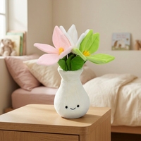 Jouet vase à fleurs en peluche avec rembourrage en coton PP et doublure en maille lavée - Décoration douce pour chambre à coucher, chambre d'enfant, cadeau