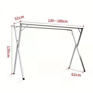 Estante de Secado de Ropa Retráctil de Metal Resistente y Económico con Doble Poste y Dos Niveles, Soporte de Lavandería Móvil - Product Image 3