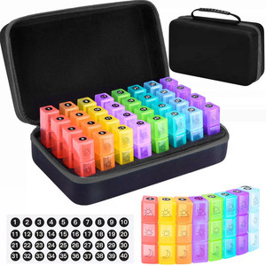 Boîte à médicaments de couleur bonbon à 31 compartiments, icônes soleil/lune, dosage <span class=keywords><strong>matin</strong></span>/après-midi/<span class=keywords><strong>soir</strong></span> pour un mois, étui grande capacité - Product Image 3
